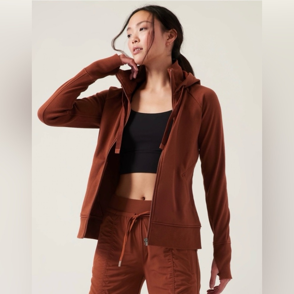 Athleta Triumph Hoodie Hooded Full Zip Ancient Mahogany Small Copper